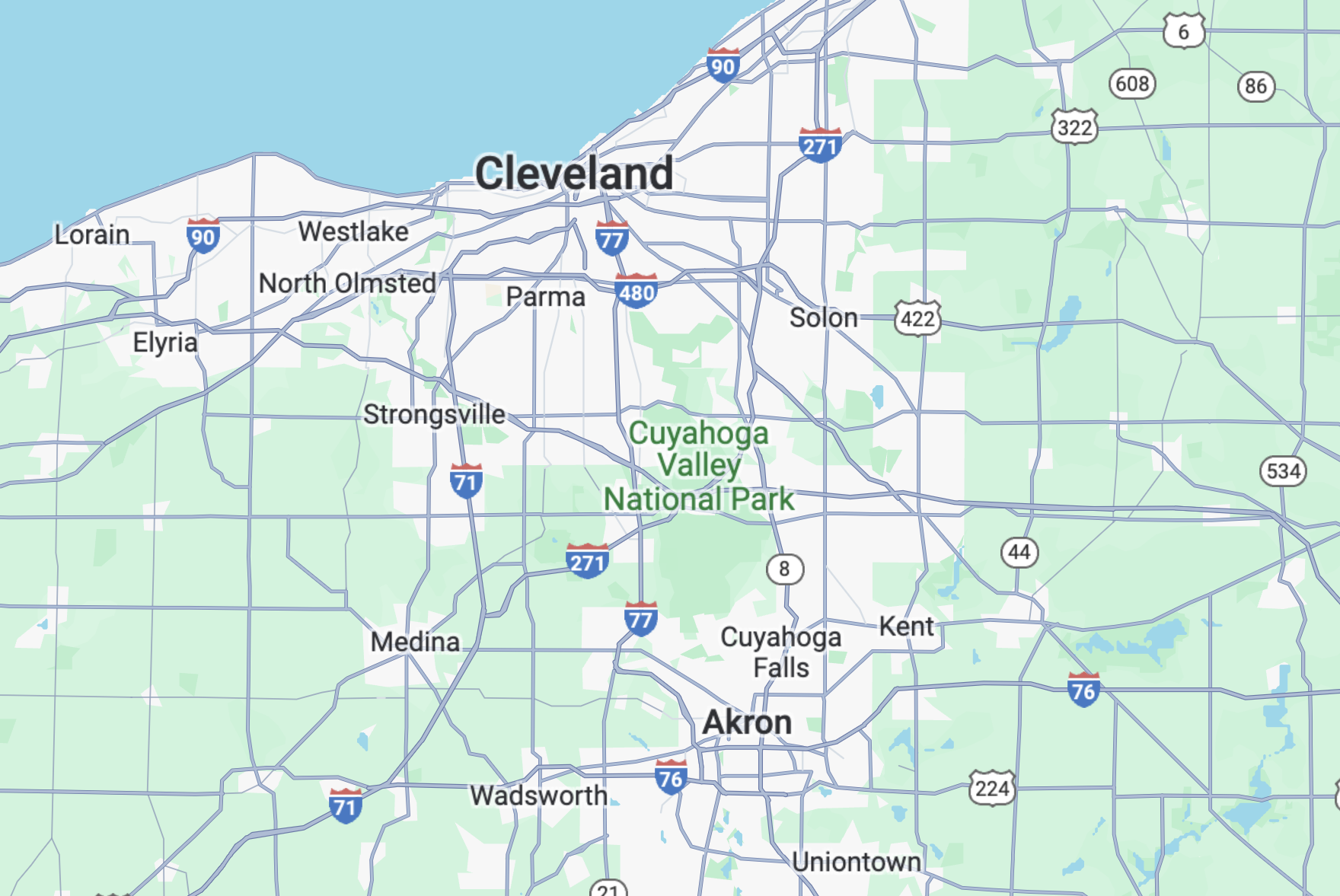 Cleveland and Akron Areas